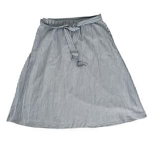 Talbots Candy Stripe Midi Skirt Linen Blend Blue White‎ Women's XL Lined Summer